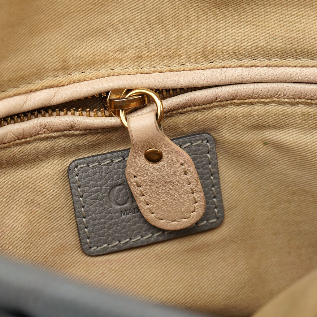Grey Leather Paraty 2-Way Shoulder Bag
