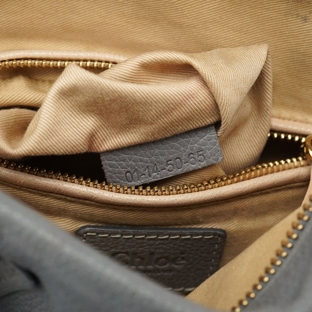 Grey Leather Paraty 2-Way Shoulder Bag