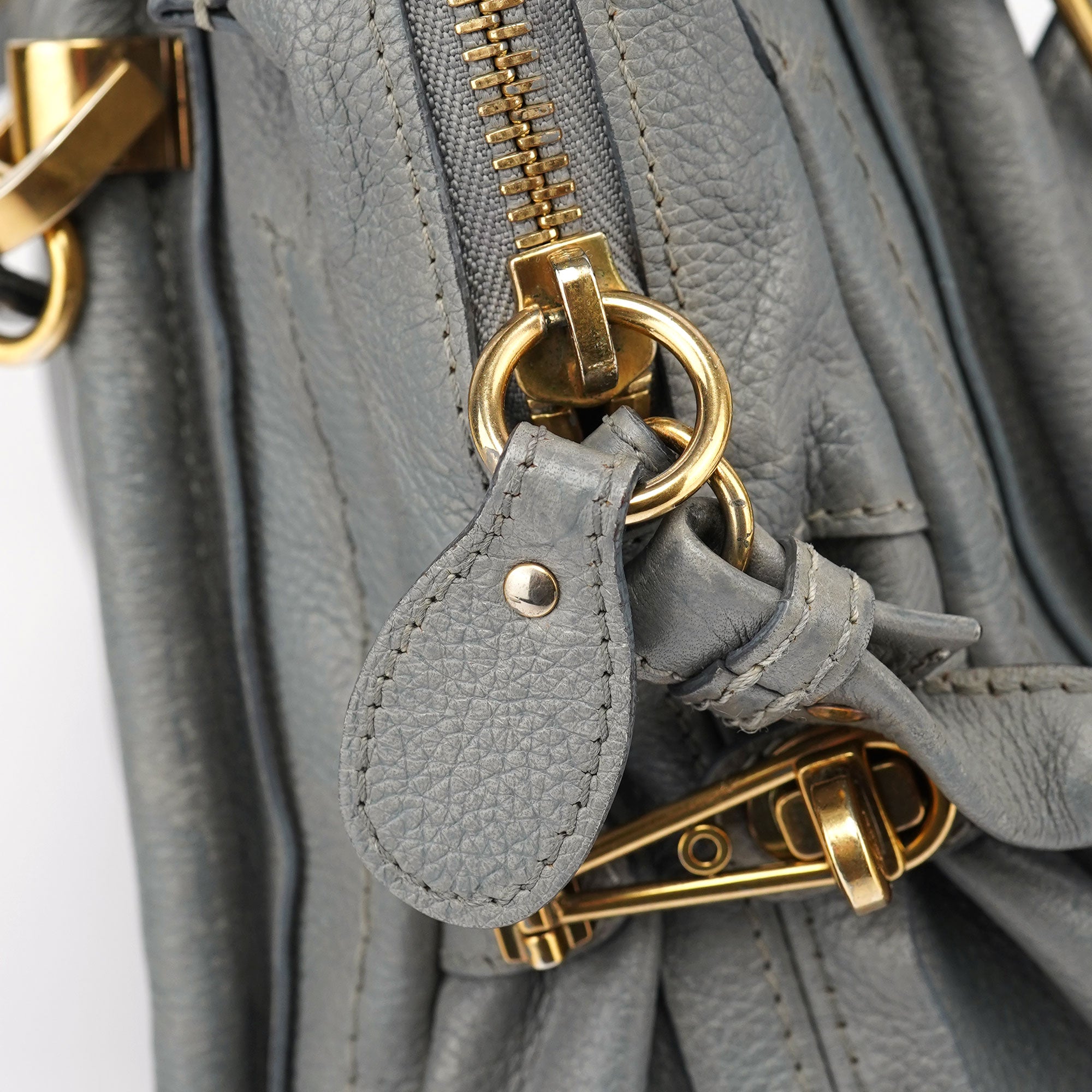 Grey Leather Paraty 2-Way Shoulder Bag