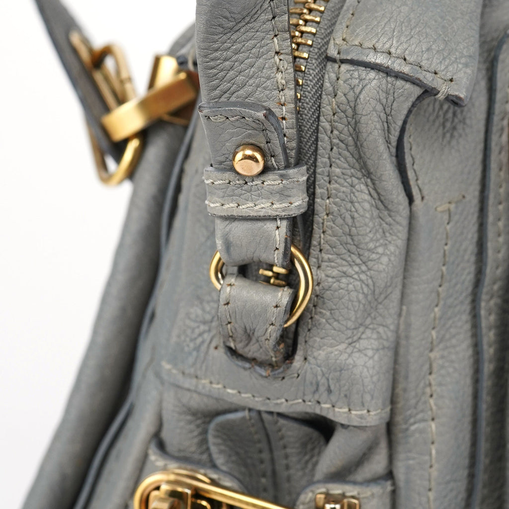 Grey Leather Paraty 2-Way Shoulder Bag