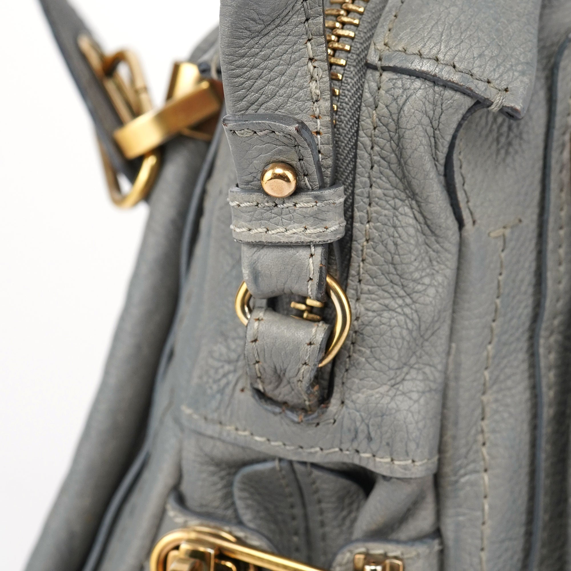 Grey Leather Paraty 2-Way Shoulder Bag