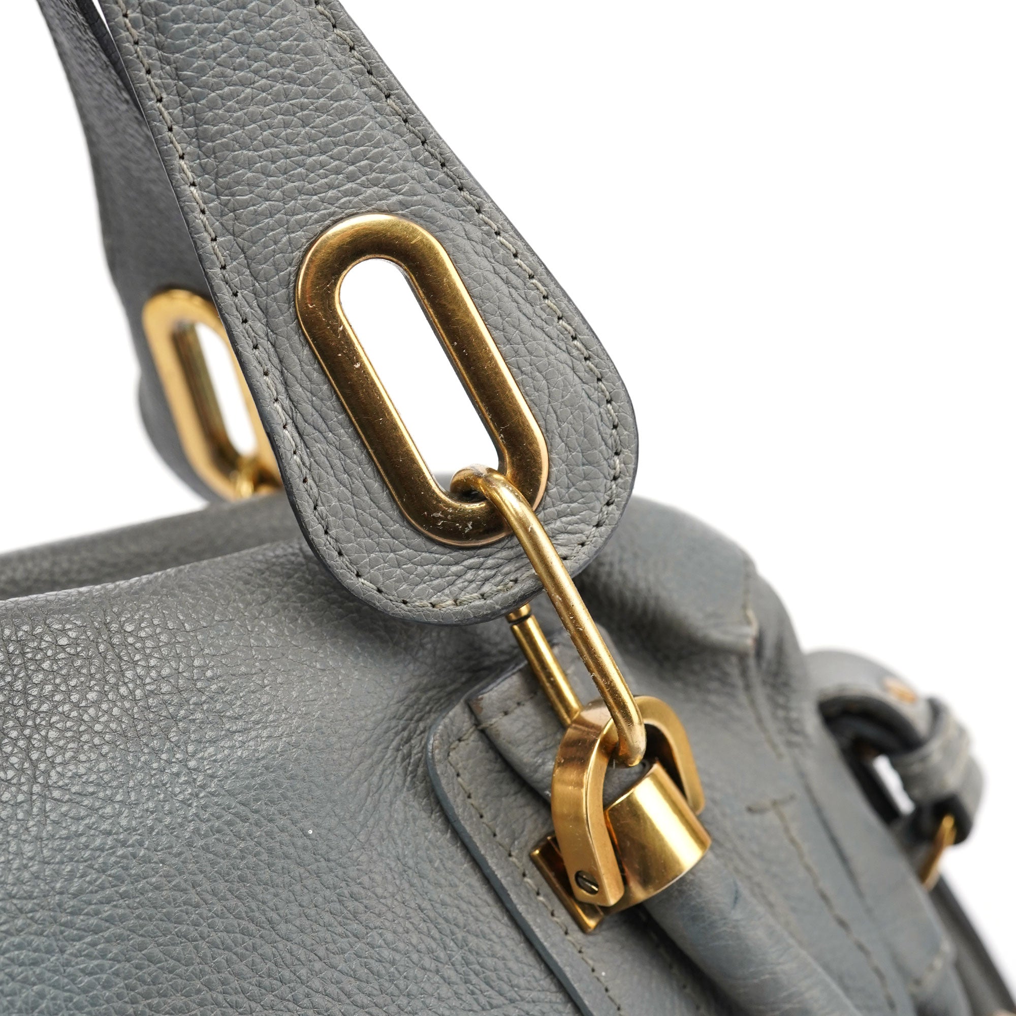 Grey Leather Paraty 2-Way Shoulder Bag