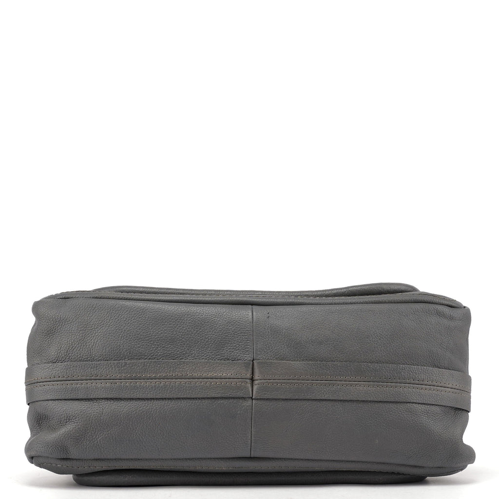 Grey Leather Paraty 2-Way Shoulder Bag