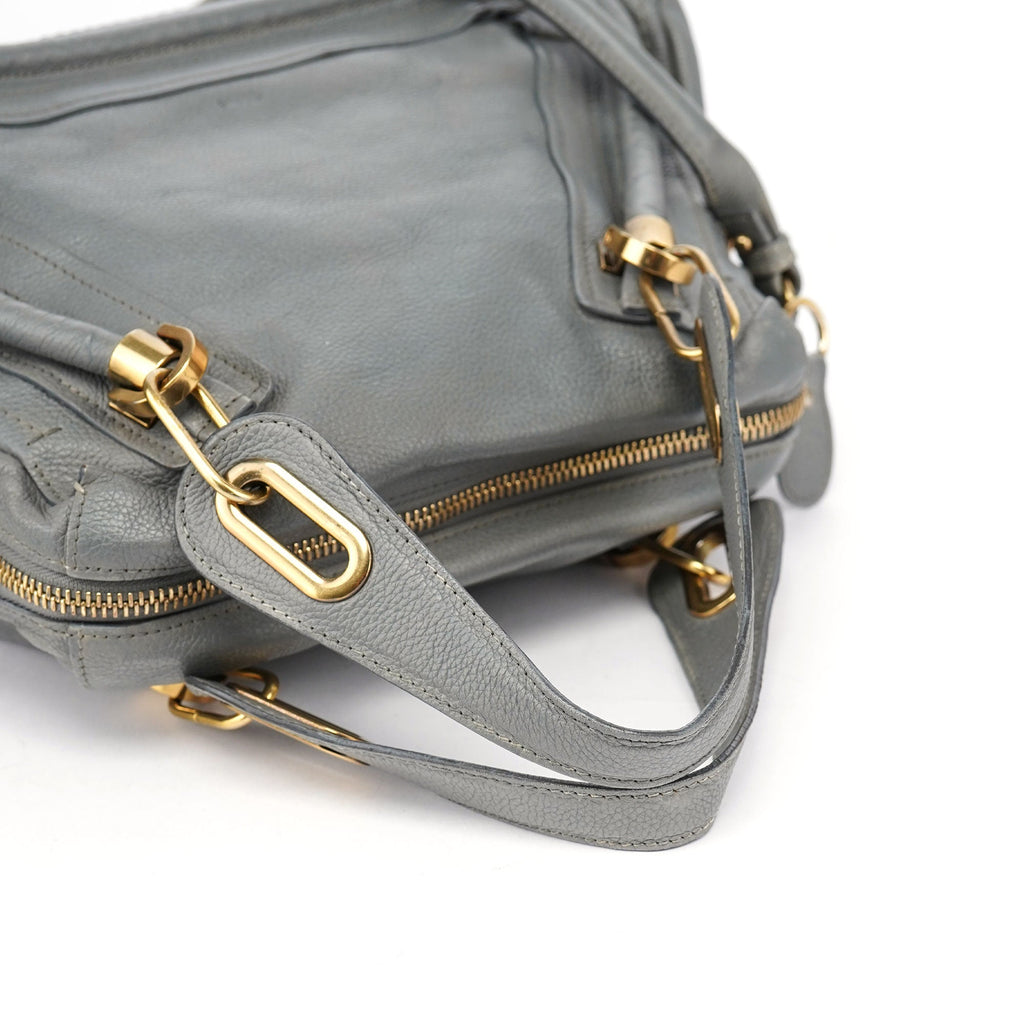 Grey Leather Paraty 2-Way Shoulder Bag
