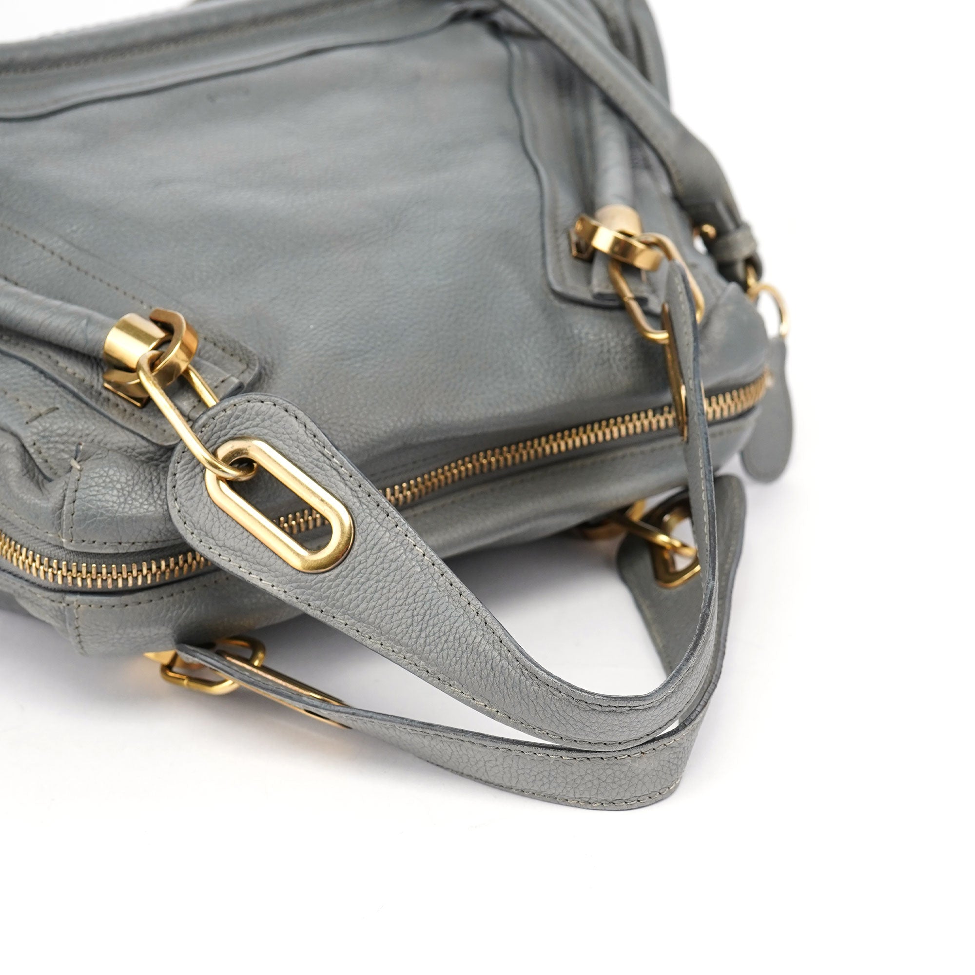Grey Leather Paraty 2-Way Shoulder Bag