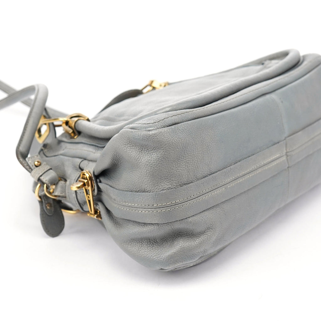 Grey Leather Paraty 2-Way Shoulder Bag