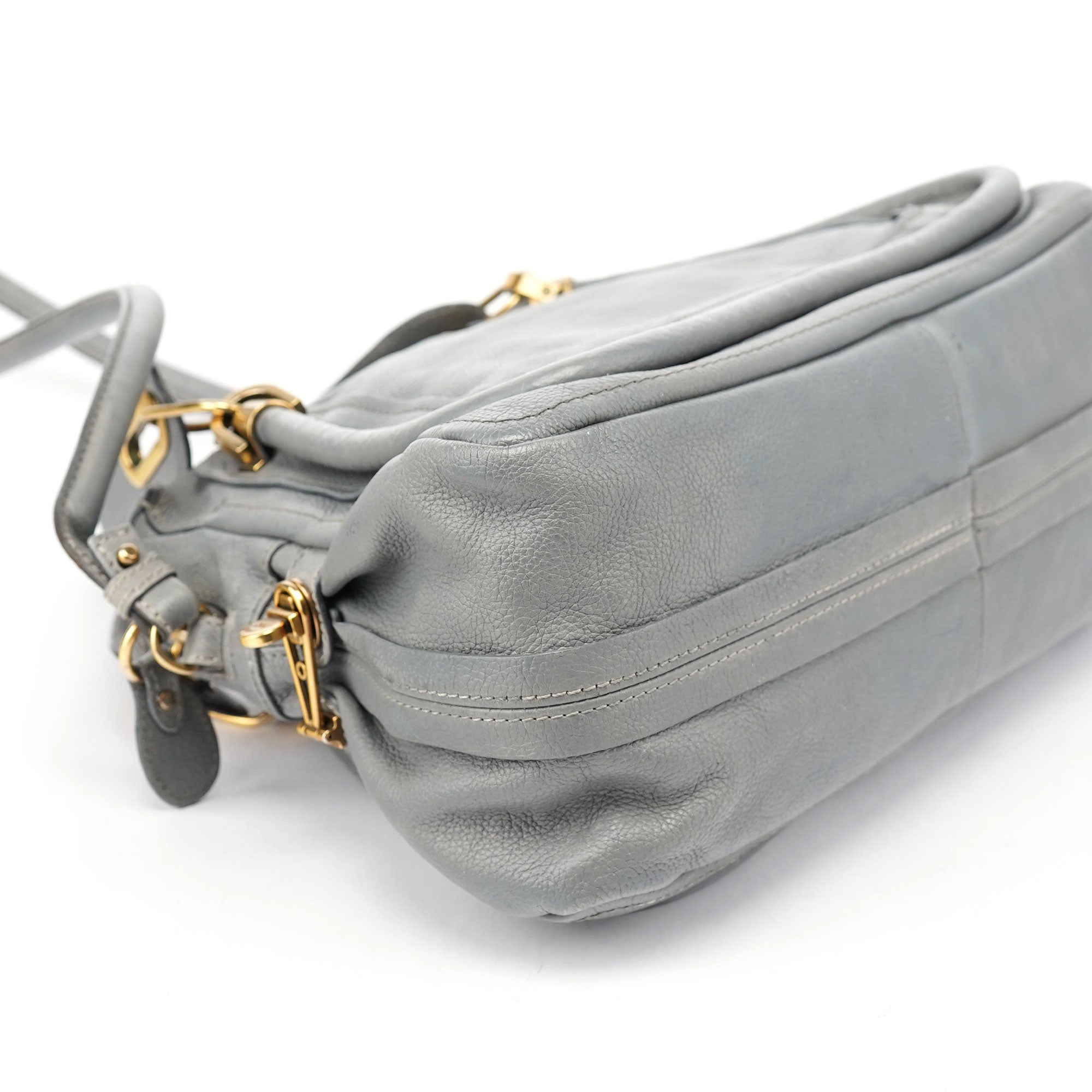 Grey Leather Paraty 2-Way Shoulder Bag