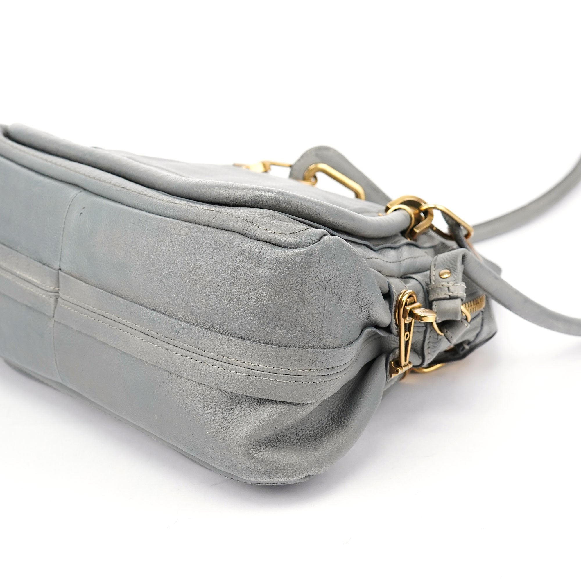 Grey Leather Paraty 2-Way Shoulder Bag