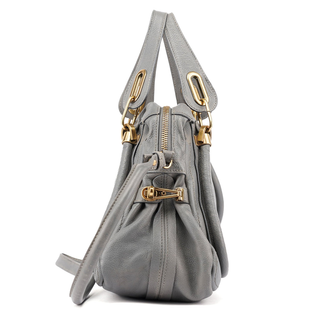 Grey Leather Paraty 2-Way Shoulder Bag