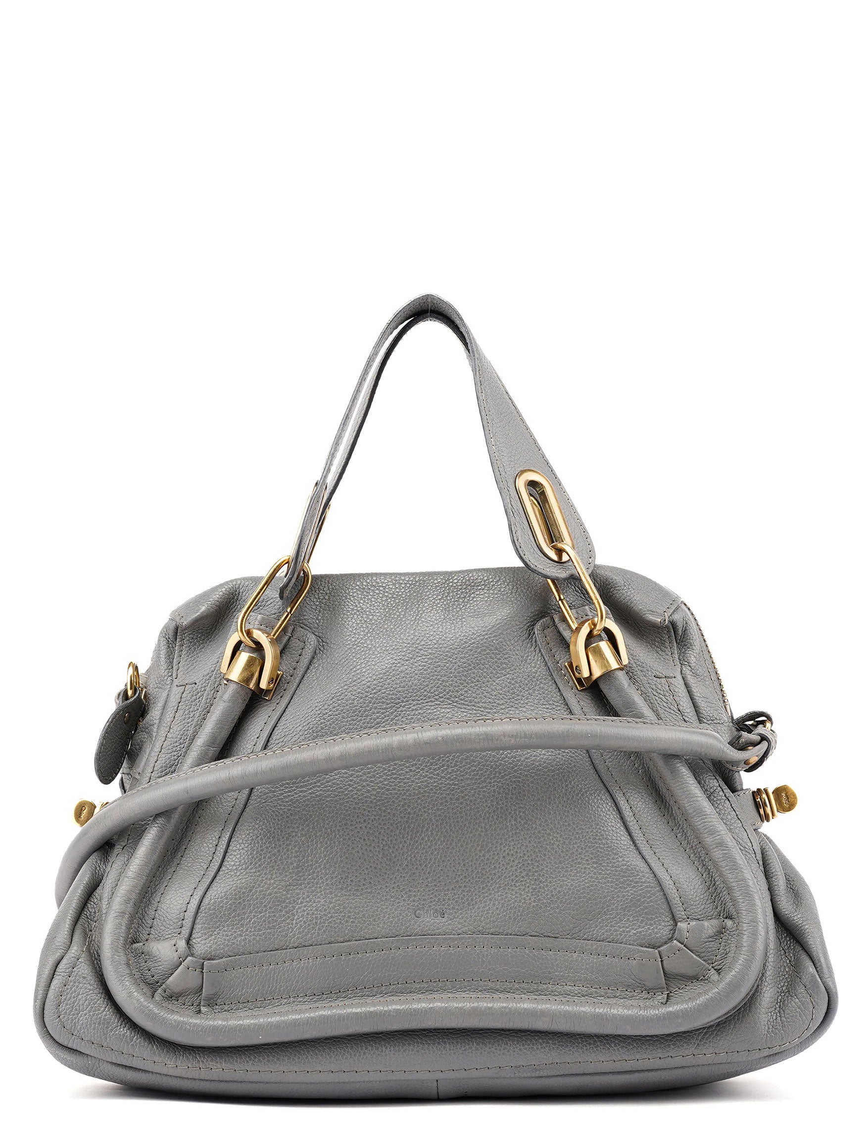 Grey Leather Paraty 2-Way Shoulder Bag