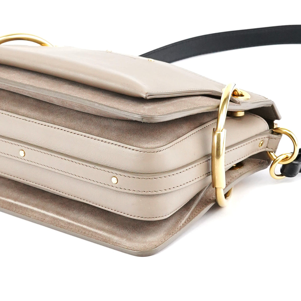 Grey Leather Suede Roy 2-Way Bag