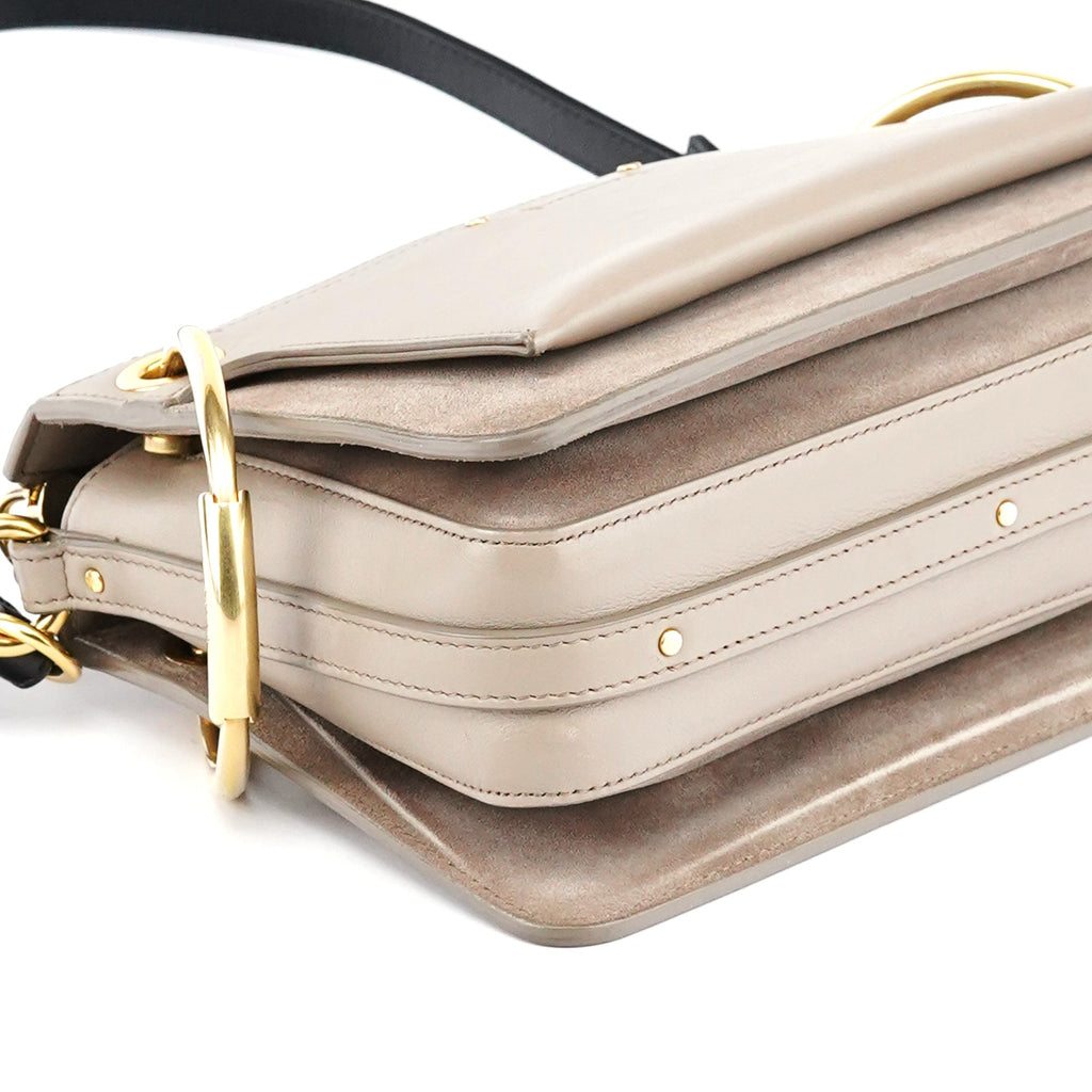 Grey Leather Suede Roy 2-Way Bag