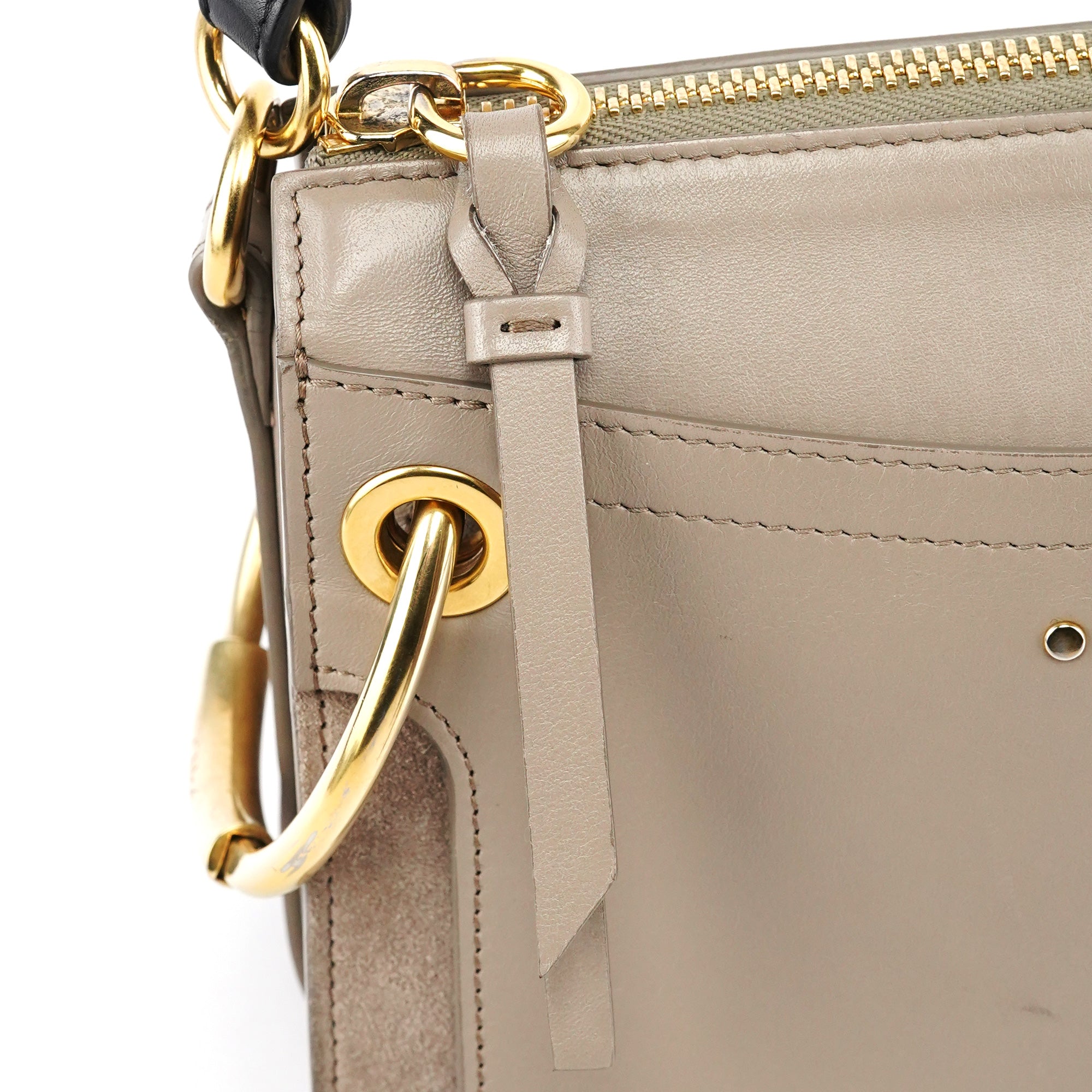 Grey Leather Suede Roy 2-Way Bag