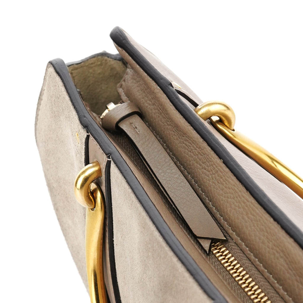 Grey Suede Leather Pixie 2-Way Bag