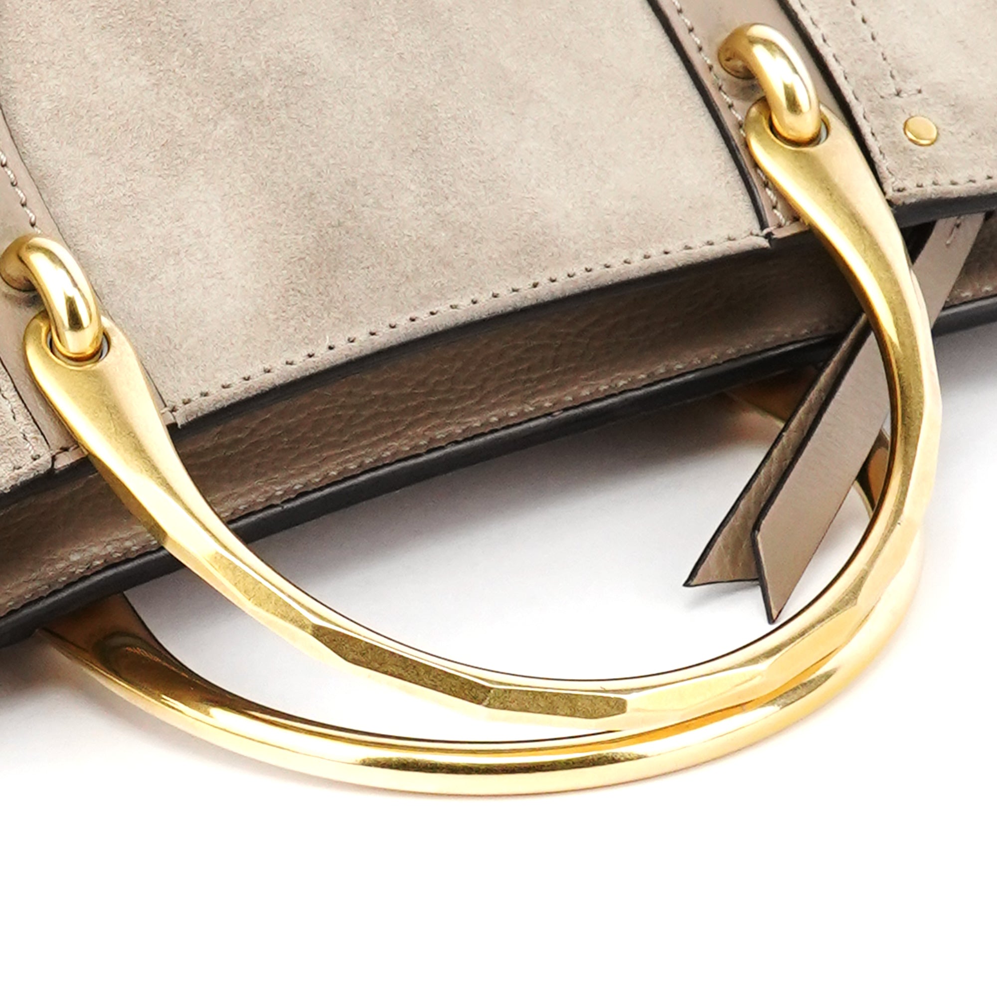 Grey Suede Leather Pixie 2-Way Bag