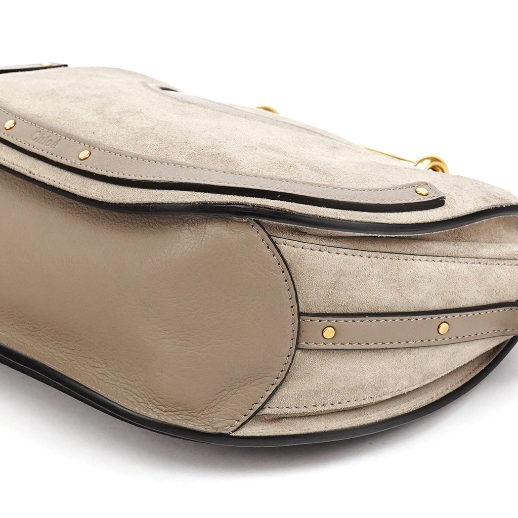 Grey Suede Leather Pixie 2-Way Bag