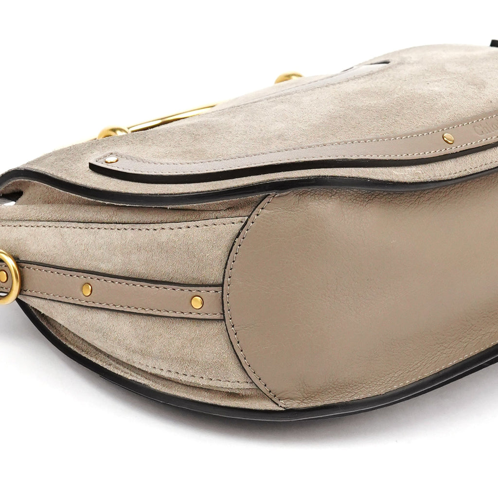 Grey Suede Leather Pixie 2-Way Bag