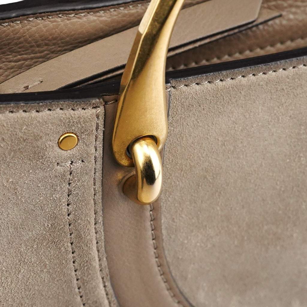 Grey Suede Leather Pixie 2-Way Bag