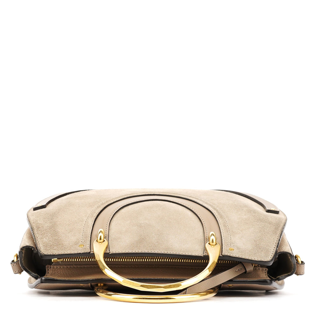 Grey Suede Leather Pixie 2-Way Bag