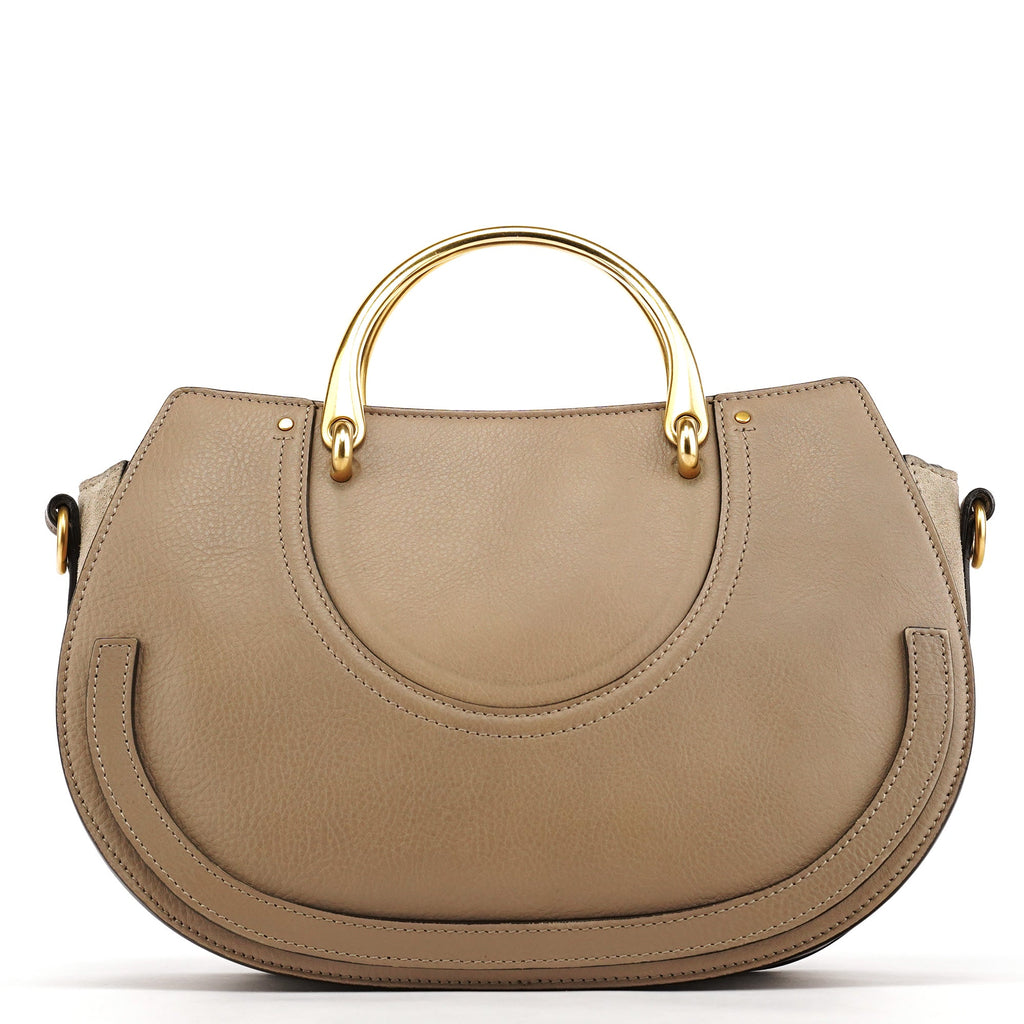 Grey Suede Leather Pixie 2-Way Bag