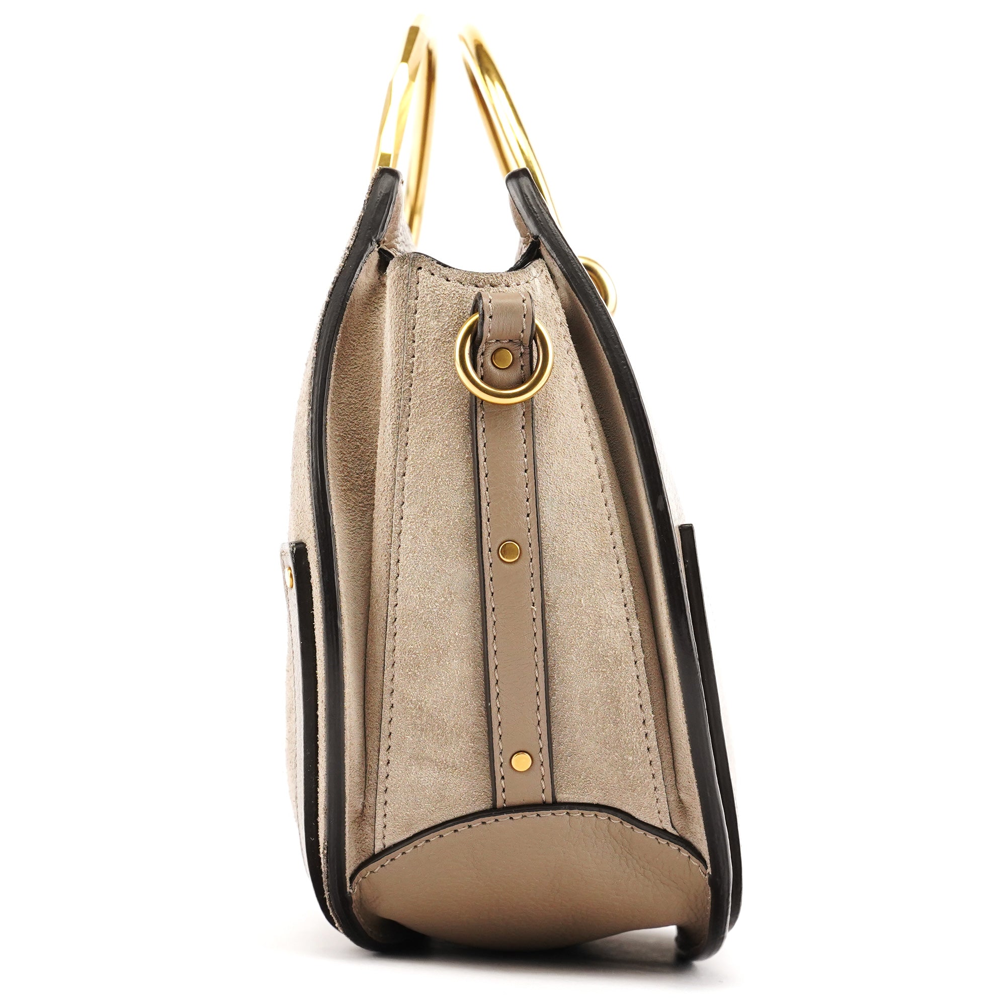 Grey Suede Leather Pixie 2-Way Bag