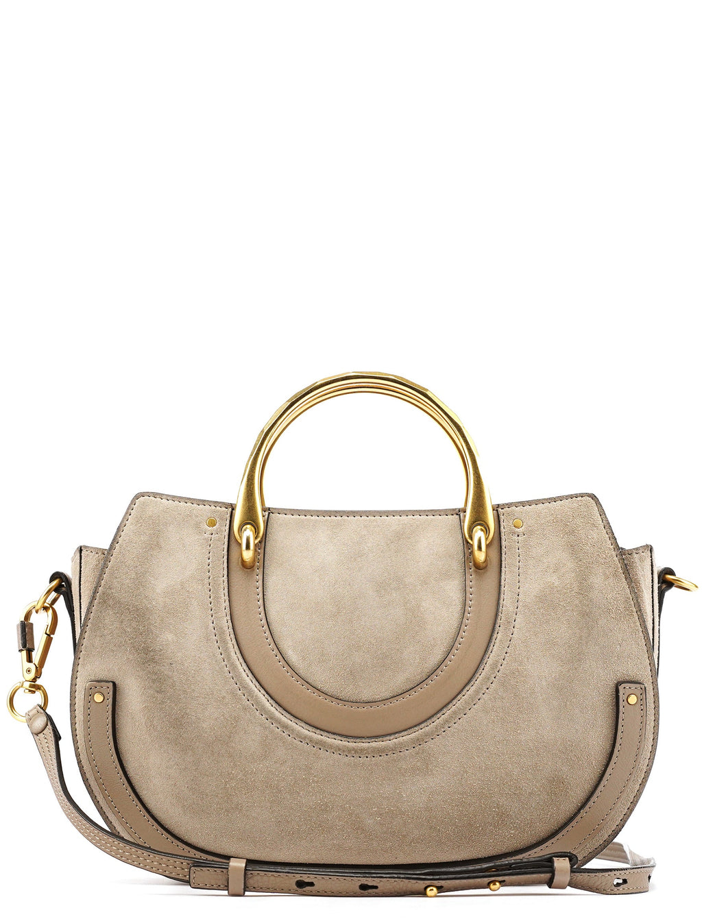 Grey Suede Leather Pixie 2-Way Bag