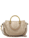 Grey Suede Leather Pixie 2-Way Bag