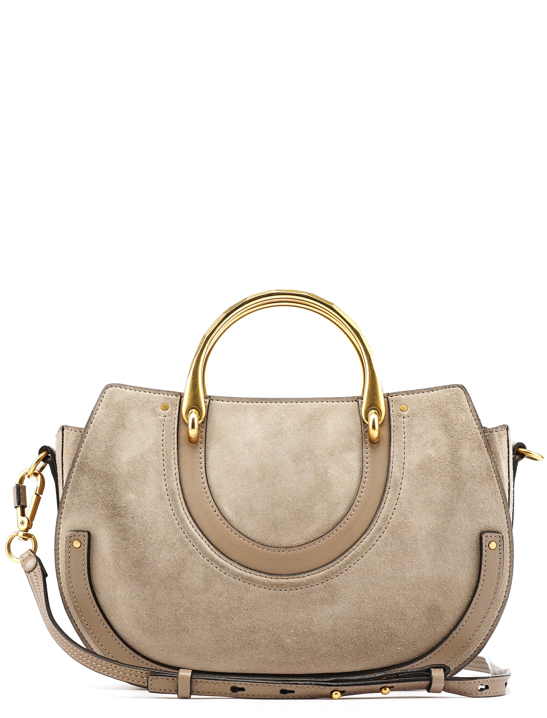 Grey Suede Leather Pixie 2-Way Bag
