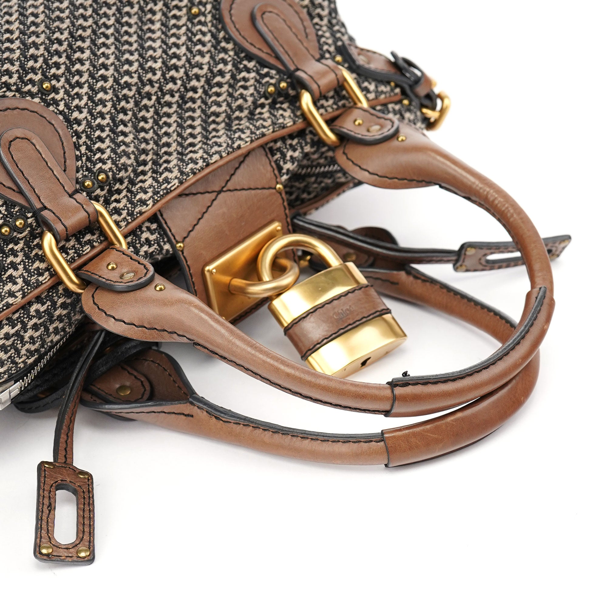 Grey Tan Tweed Paddington Shoulder Bag