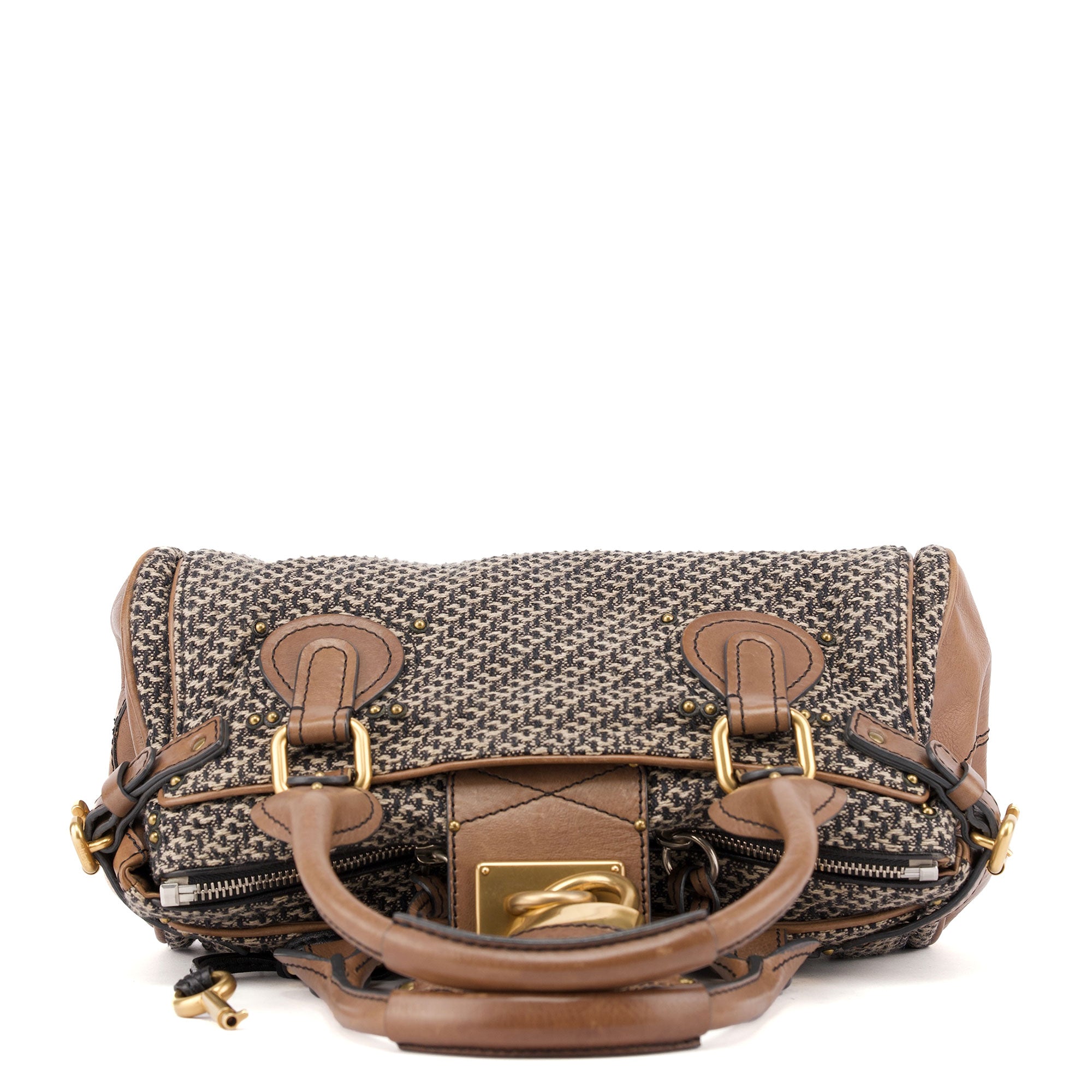 Grey Tan Tweed Paddington Shoulder Bag