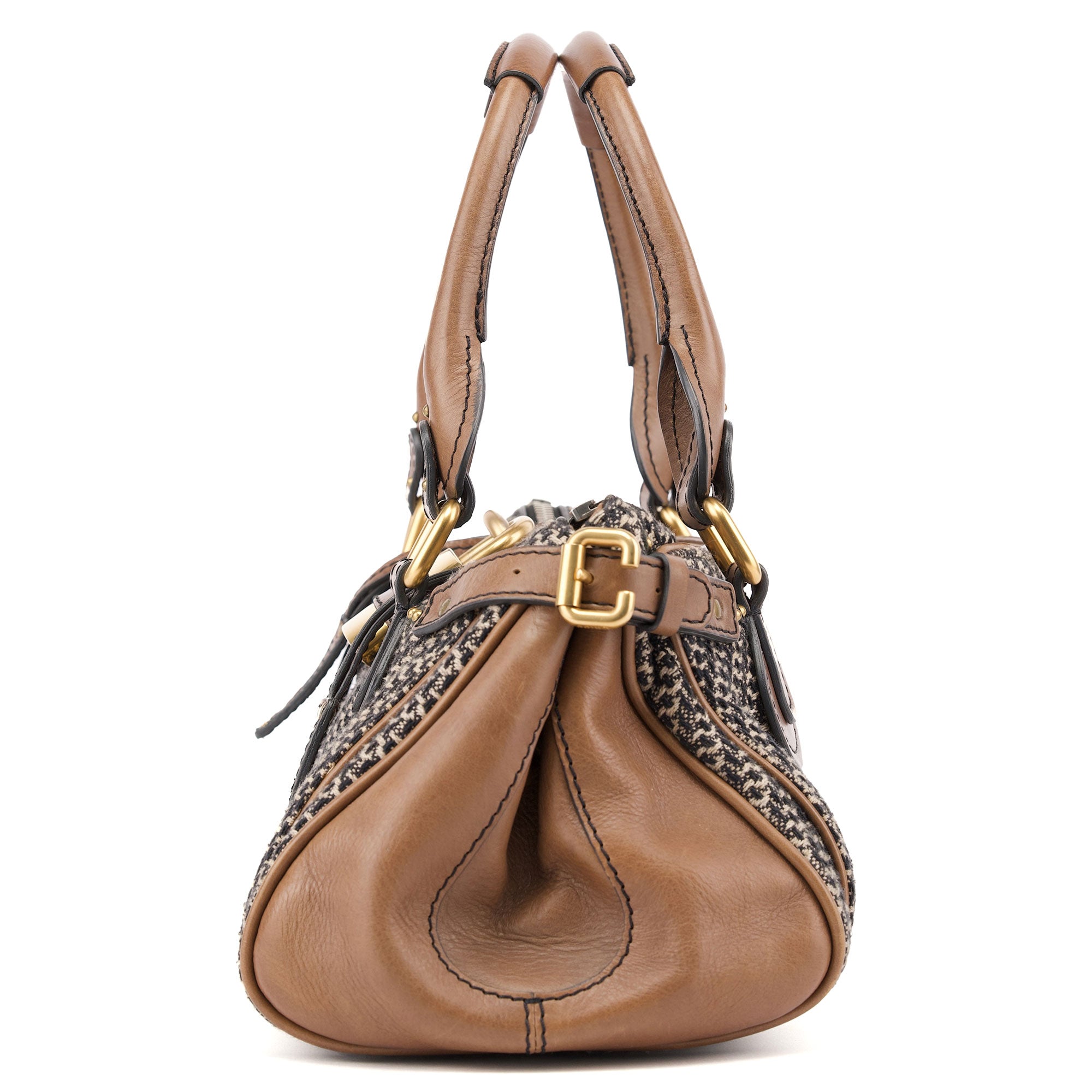 Grey Tan Tweed Paddington Shoulder Bag
