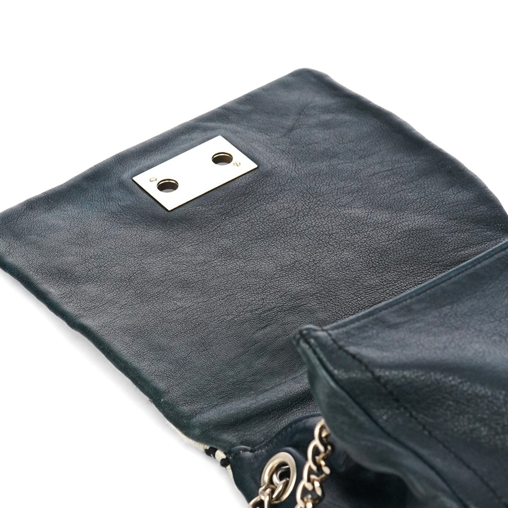 Grey Wool Knit Chain Shoulder Bag