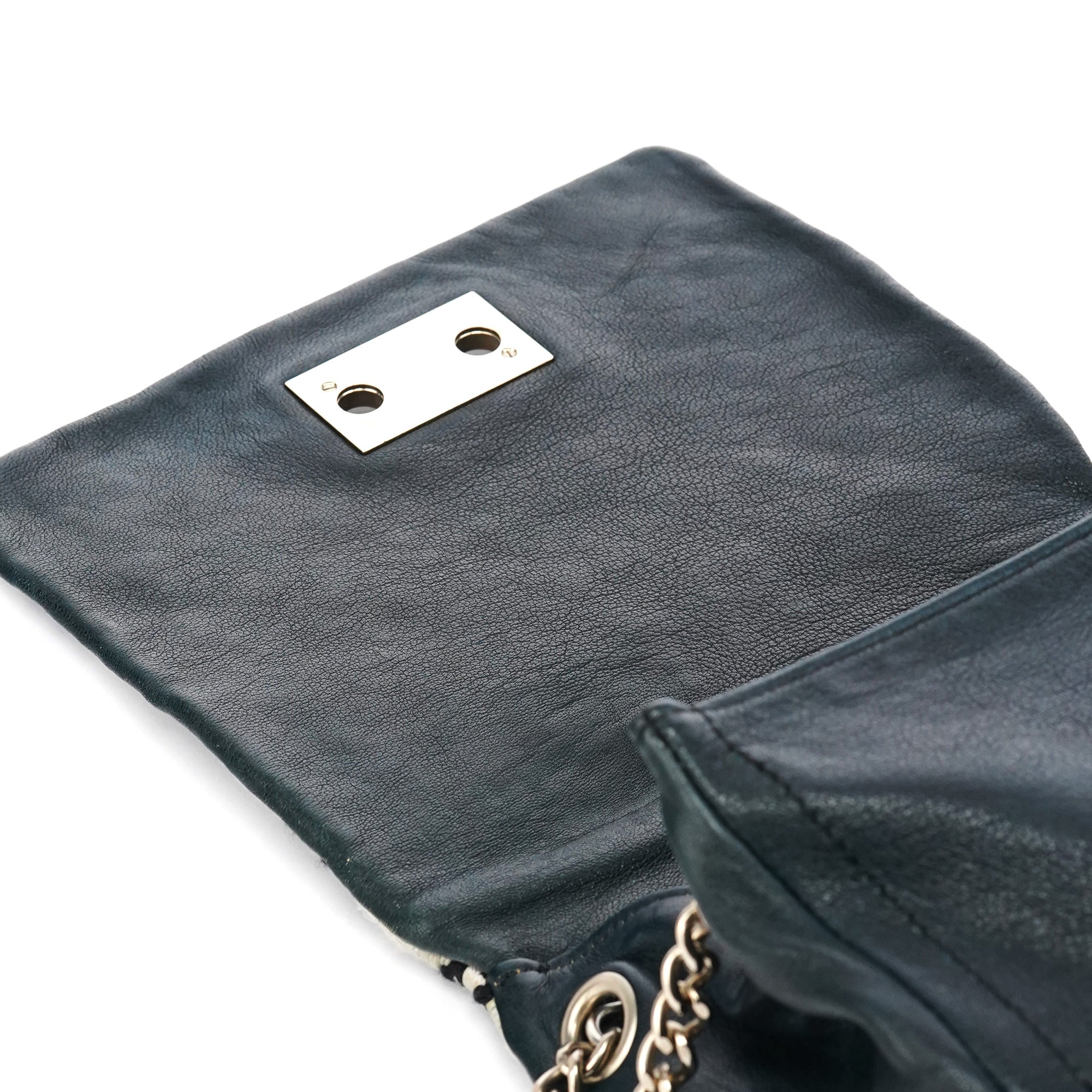Grey Wool Knit Chain Shoulder Bag