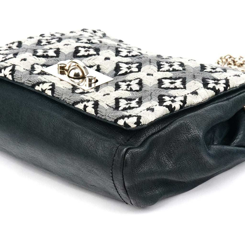 Grey Wool Knit Chain Shoulder Bag