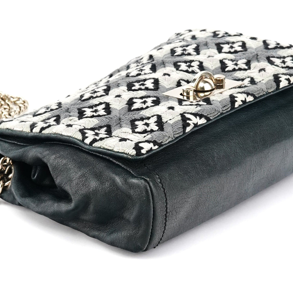 Grey Wool Knit Chain Shoulder Bag