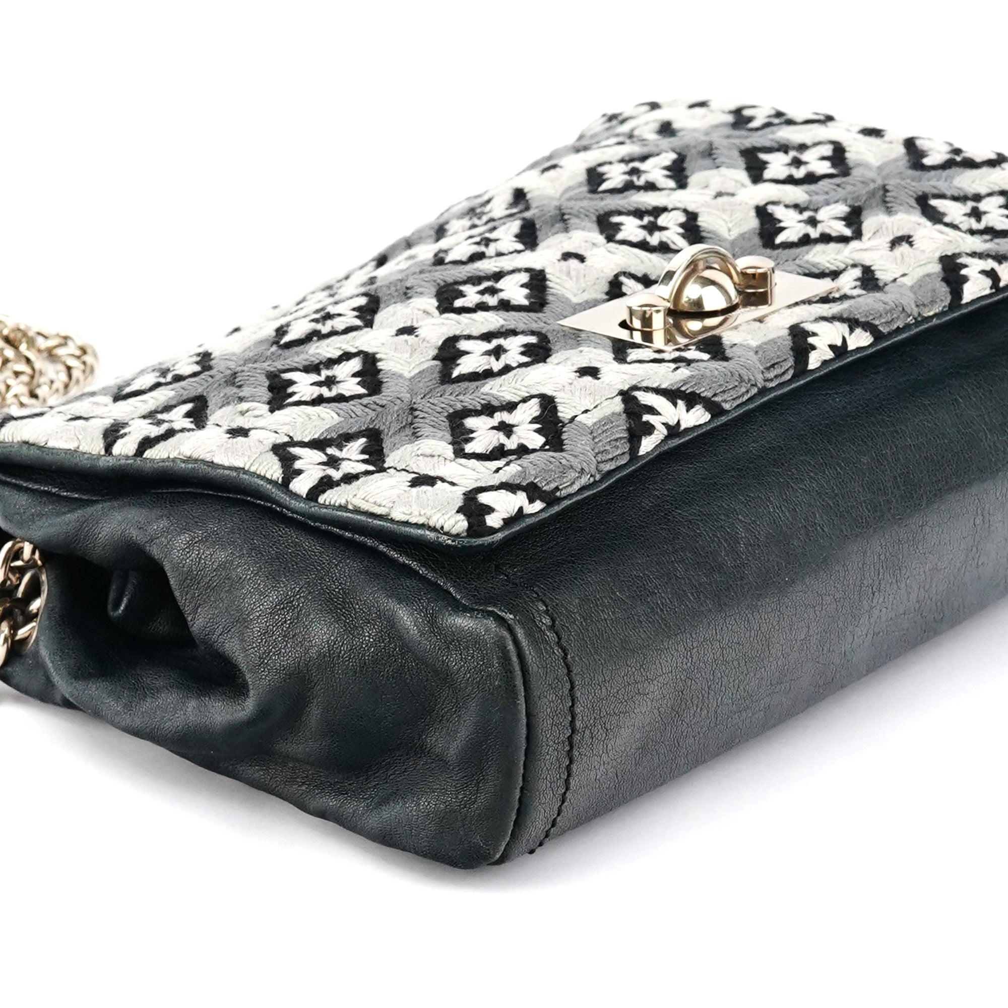 Grey Wool Knit Chain Shoulder Bag