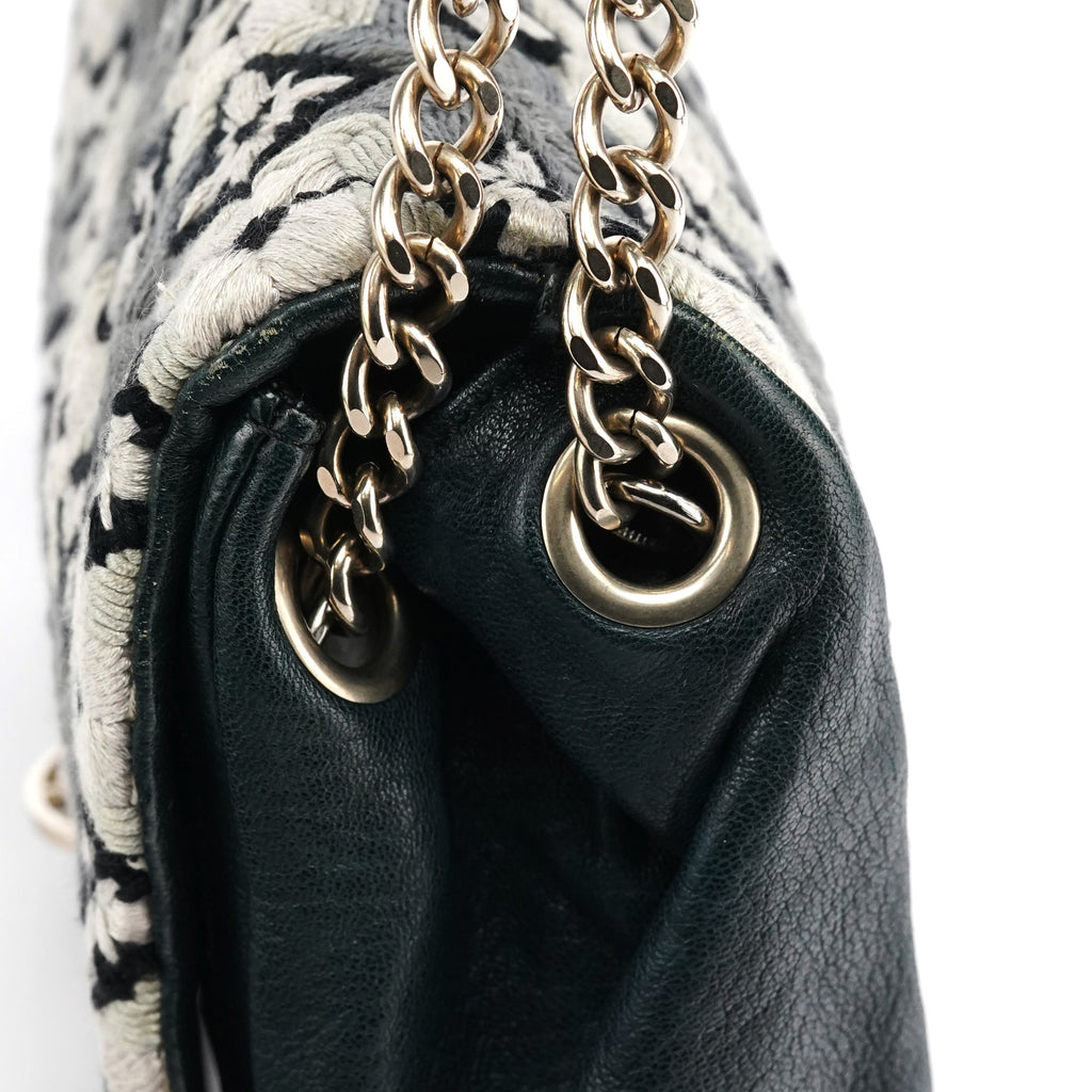 Grey Wool Knit Chain Shoulder Bag