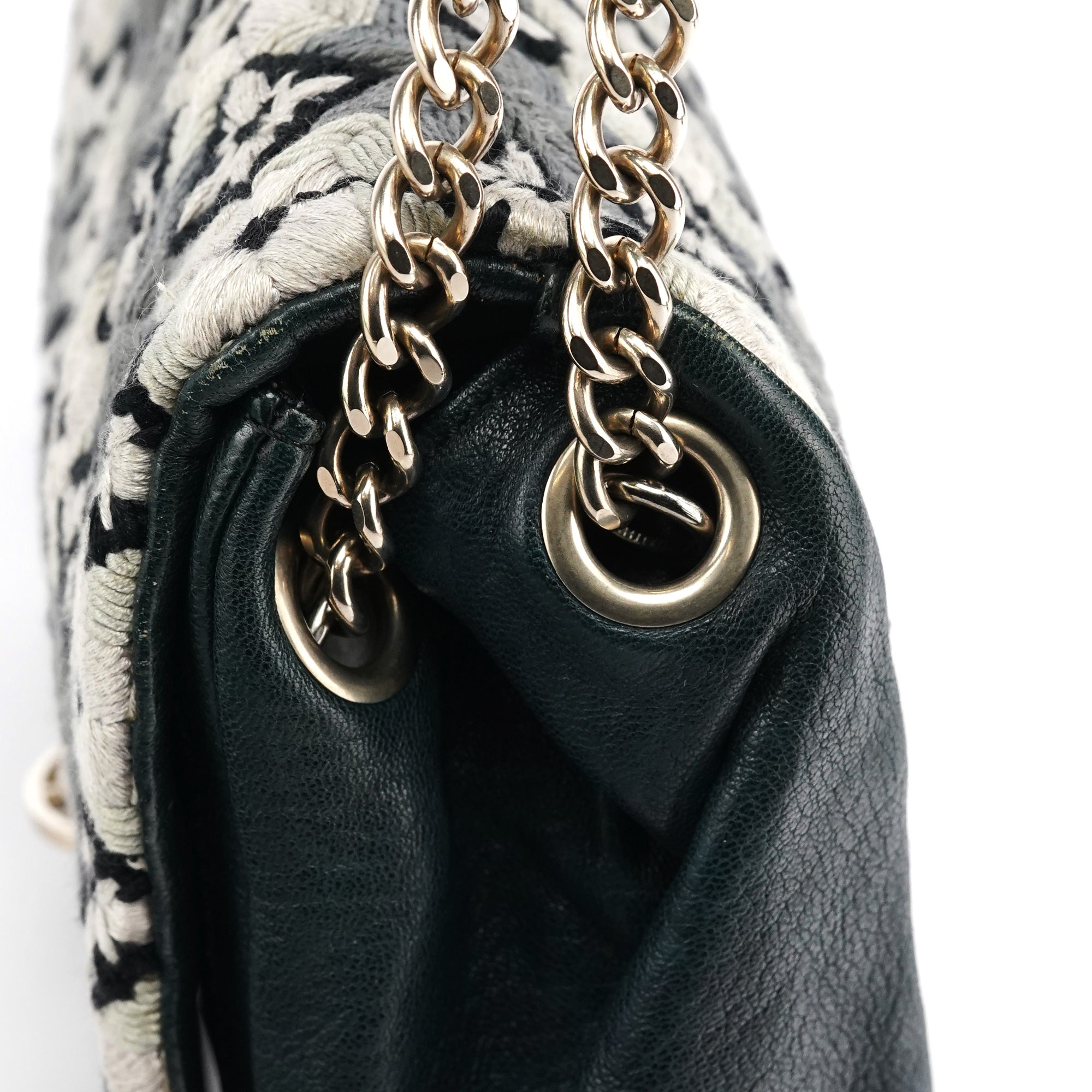Grey Wool Knit Chain Shoulder Bag