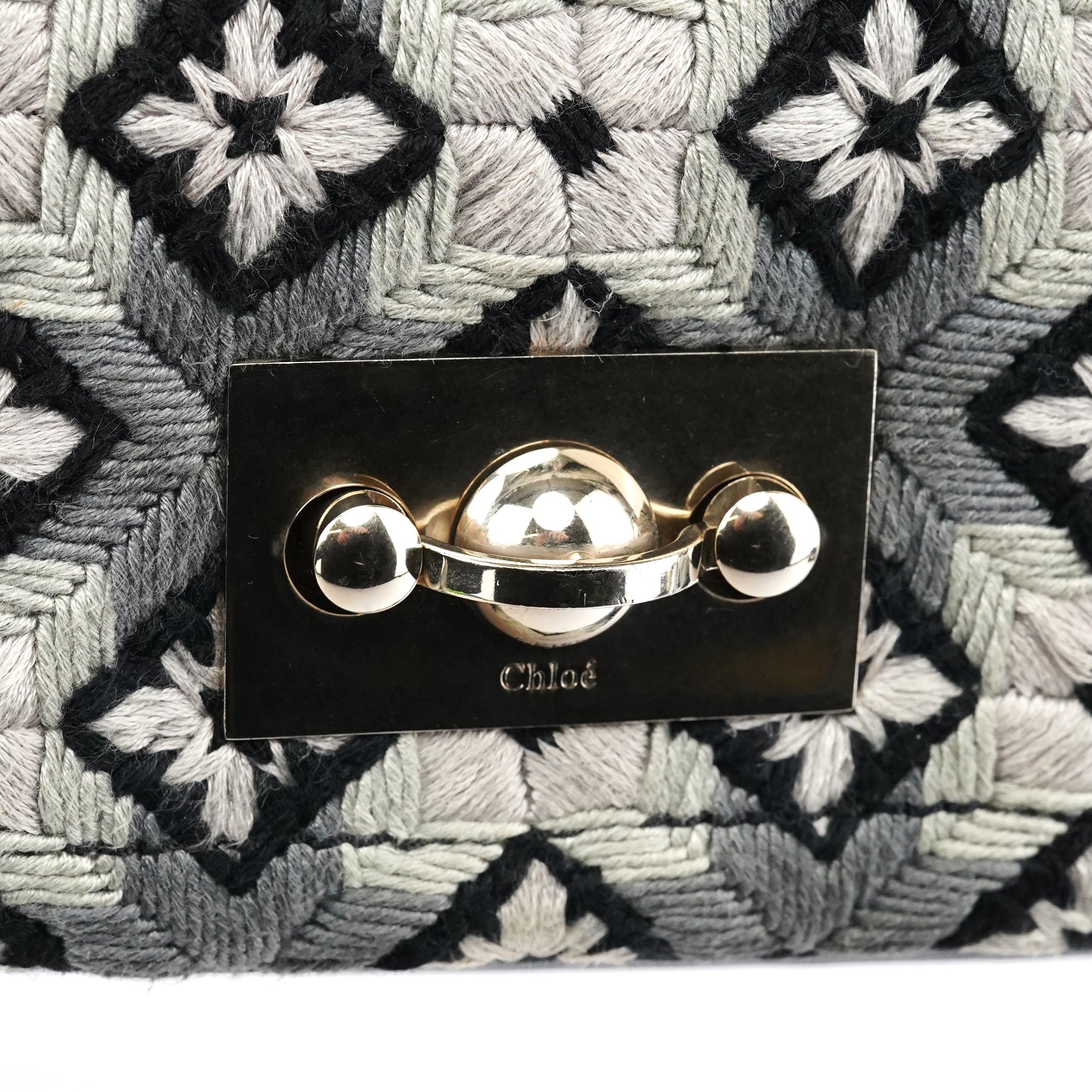 Grey Wool Knit Chain Shoulder Bag