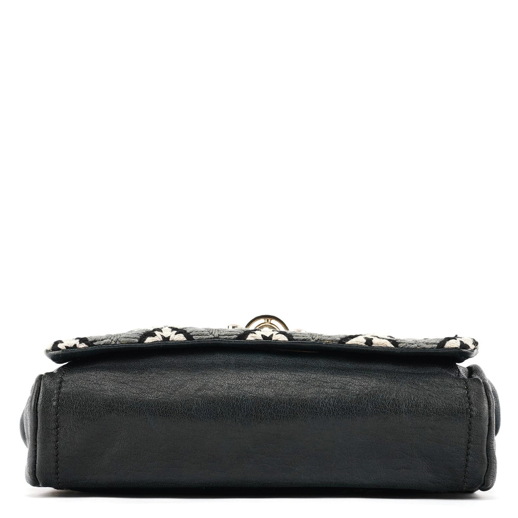 Grey Wool Knit Chain Shoulder Bag