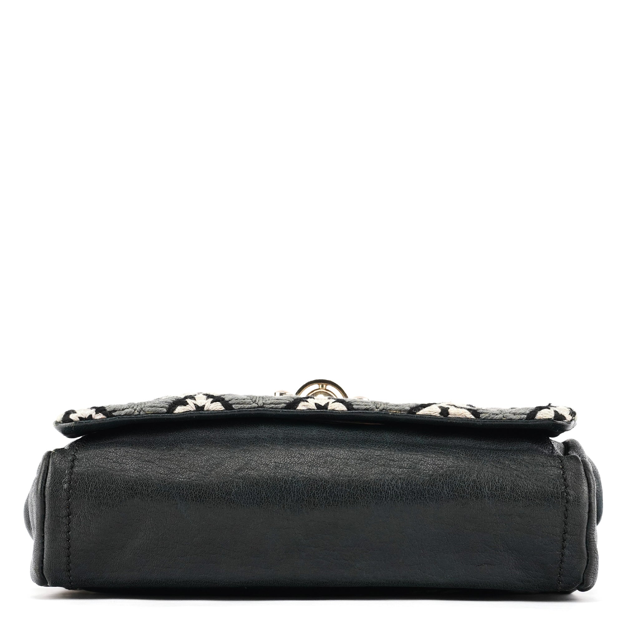 Grey Wool Knit Chain Shoulder Bag