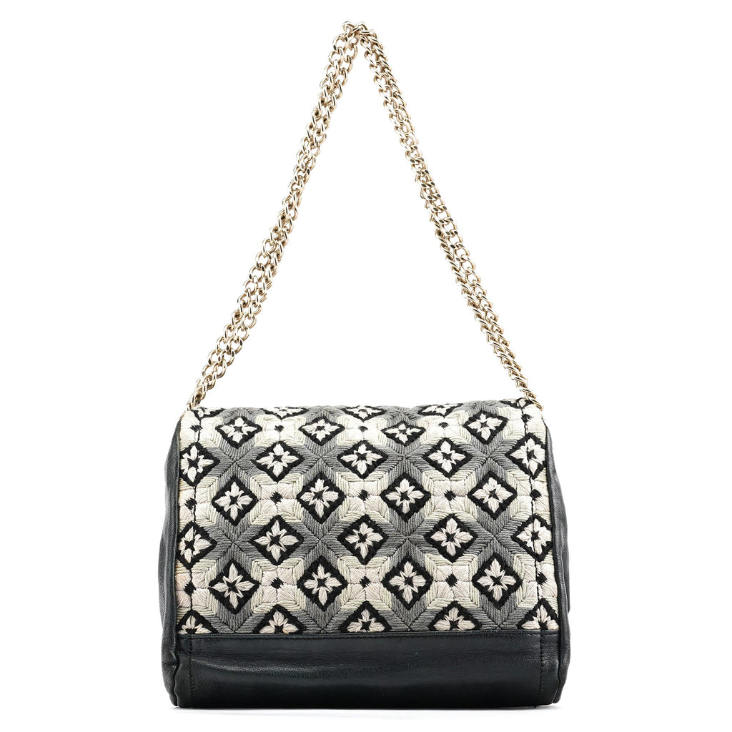 Grey Wool Knit Chain Shoulder Bag