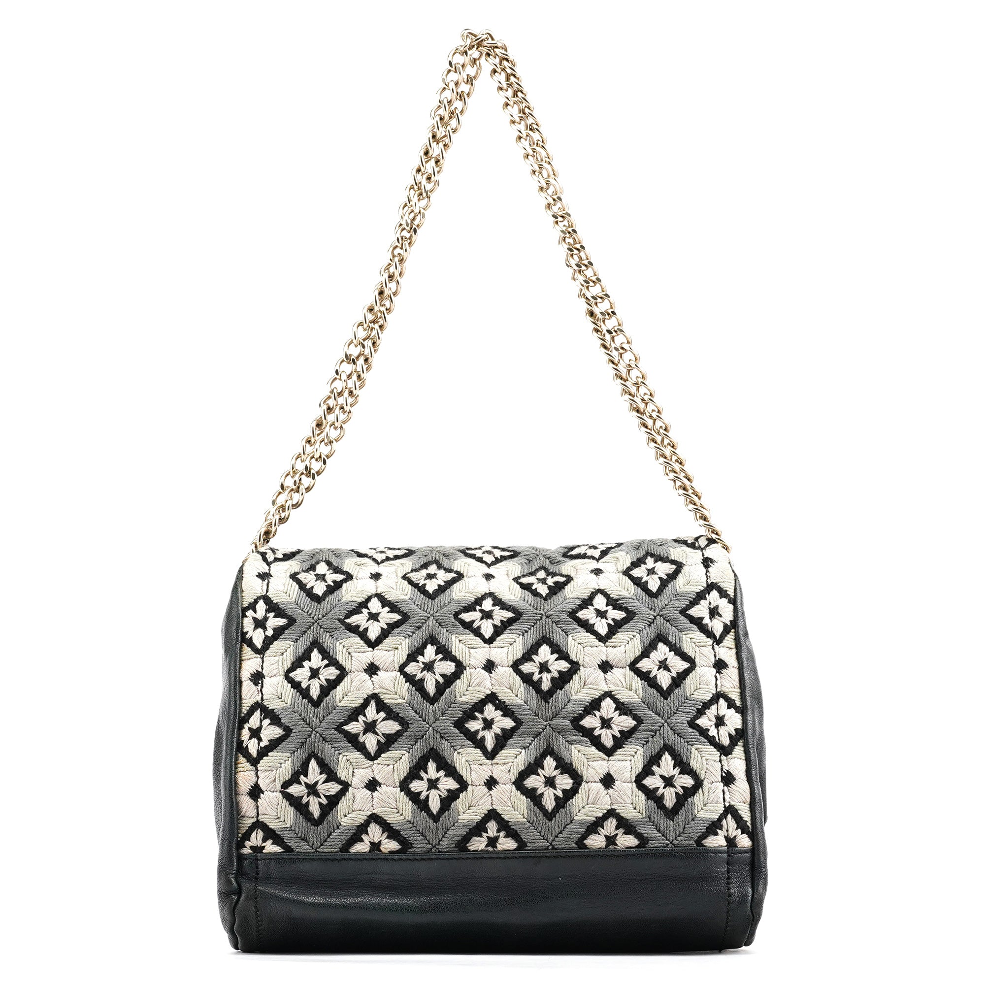 Grey Wool Knit Chain Shoulder Bag