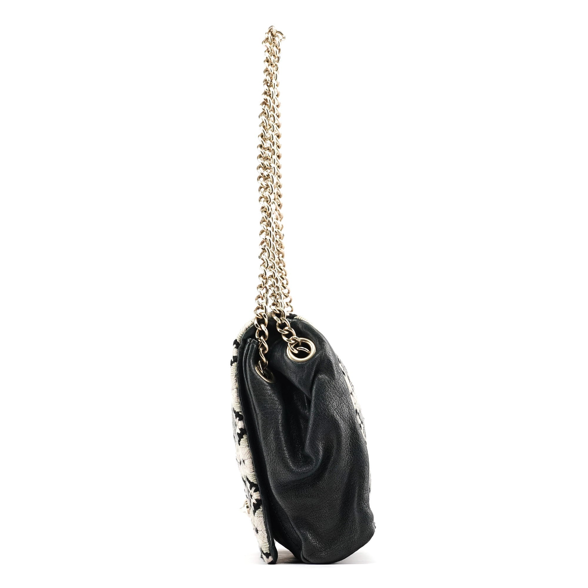 Grey Wool Knit Chain Shoulder Bag