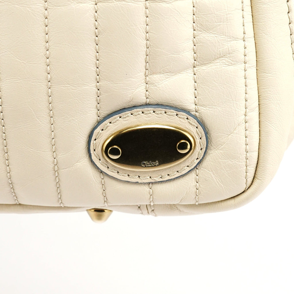 Ivory Leather Bay Tote Bag