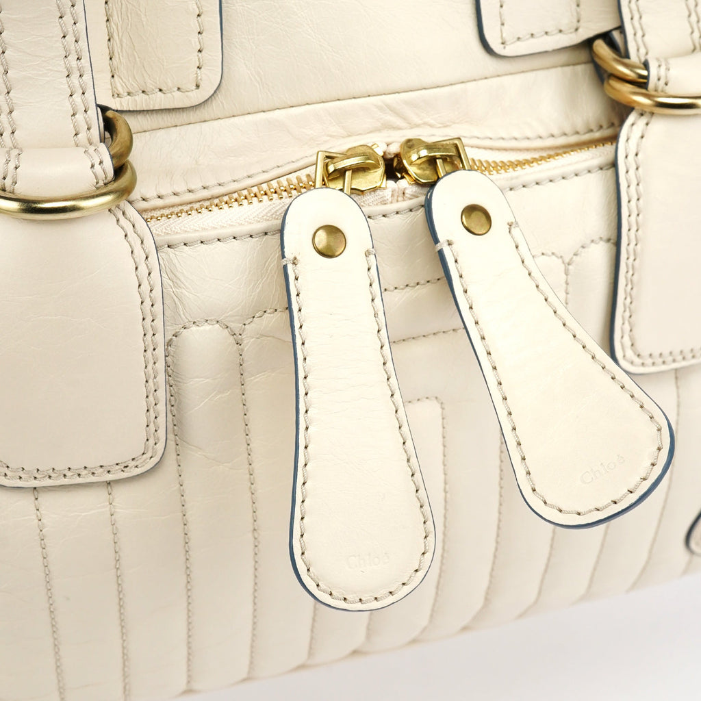 Ivory Leather Bay Tote Bag