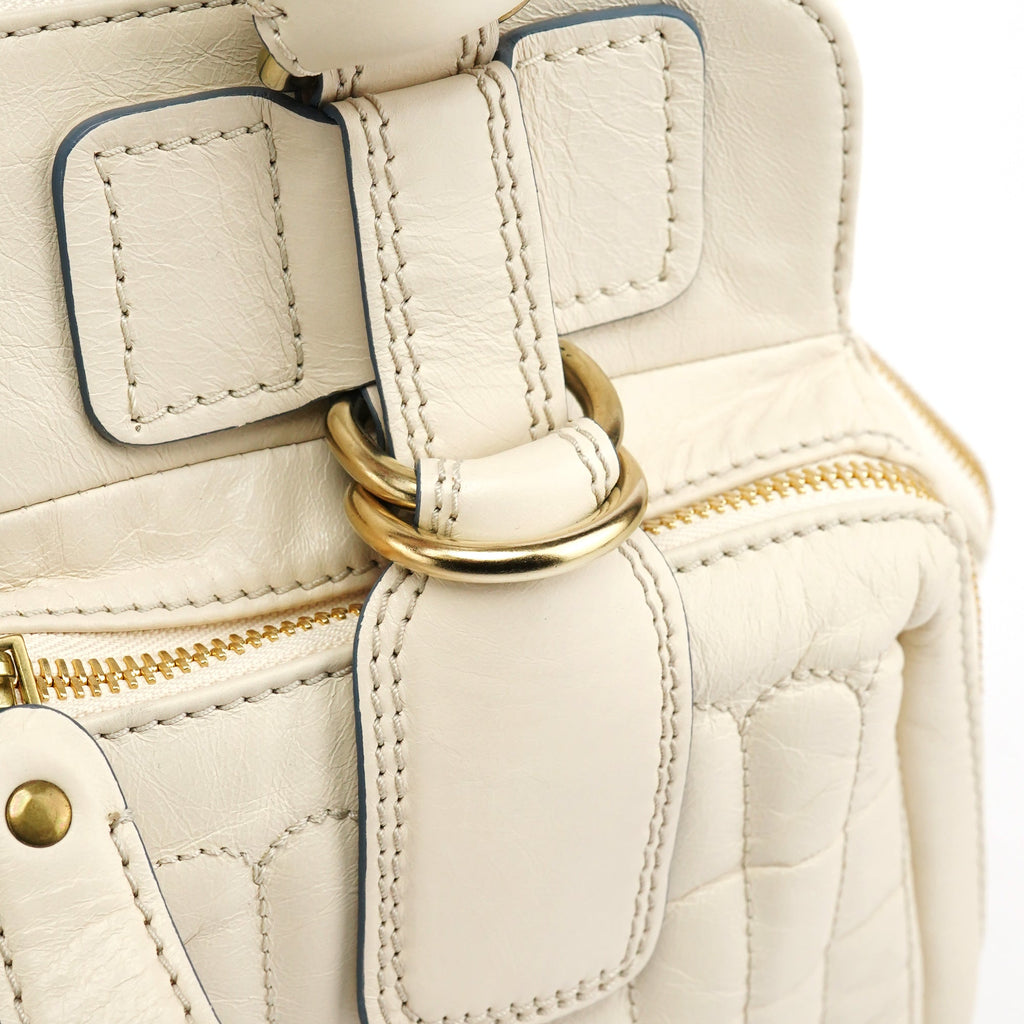 Ivory Leather Bay Tote Bag