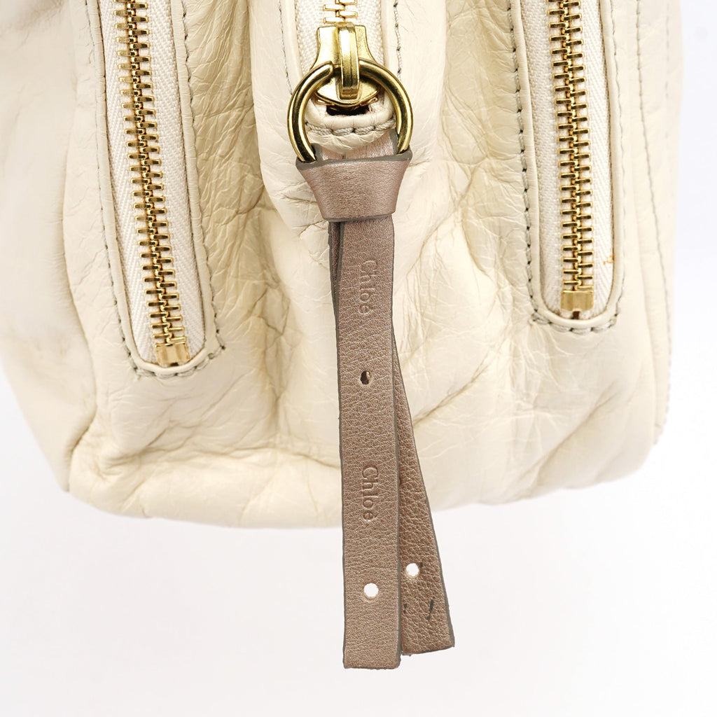 Ivory Leather Bay Tote Bag