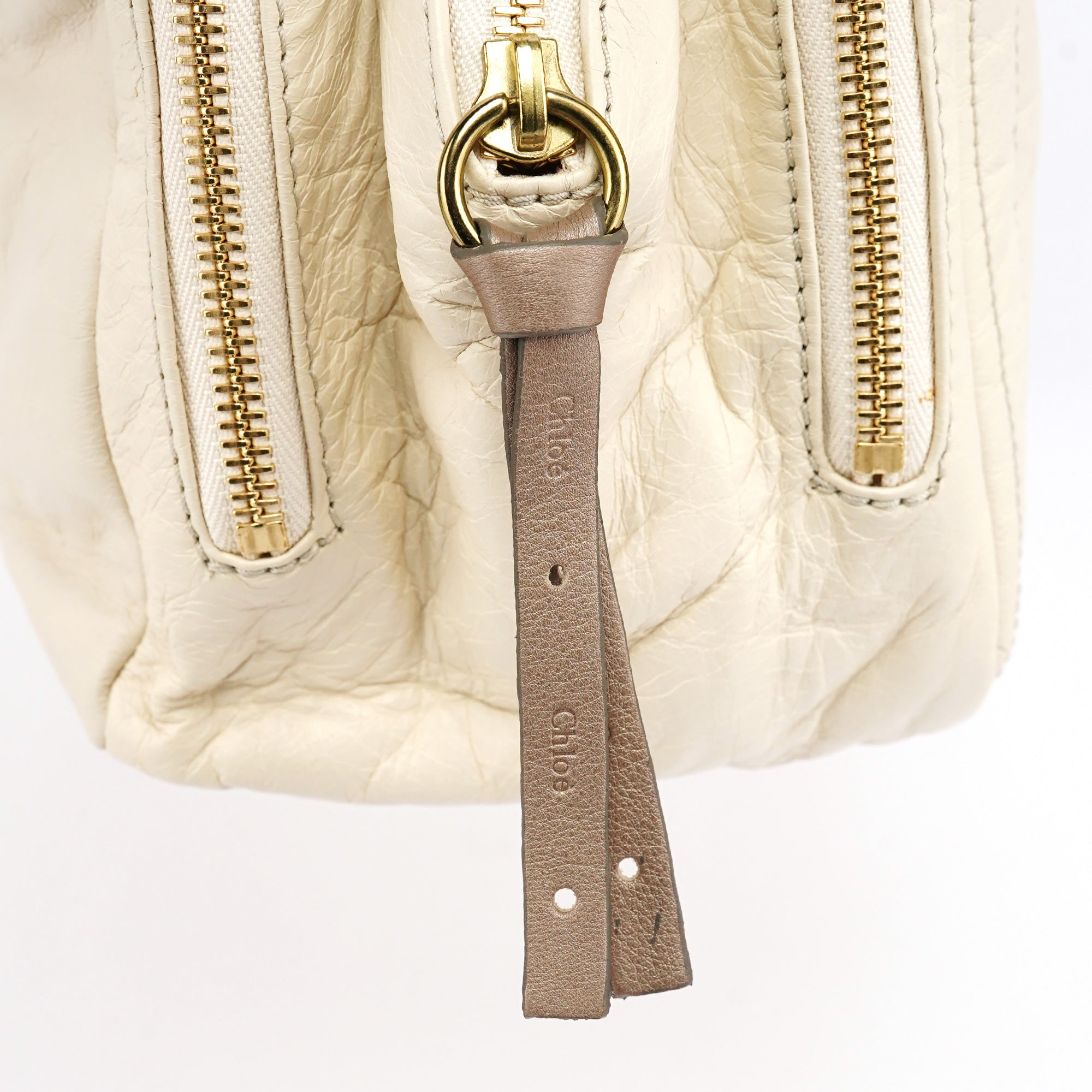Ivory Leather Bay Tote Bag