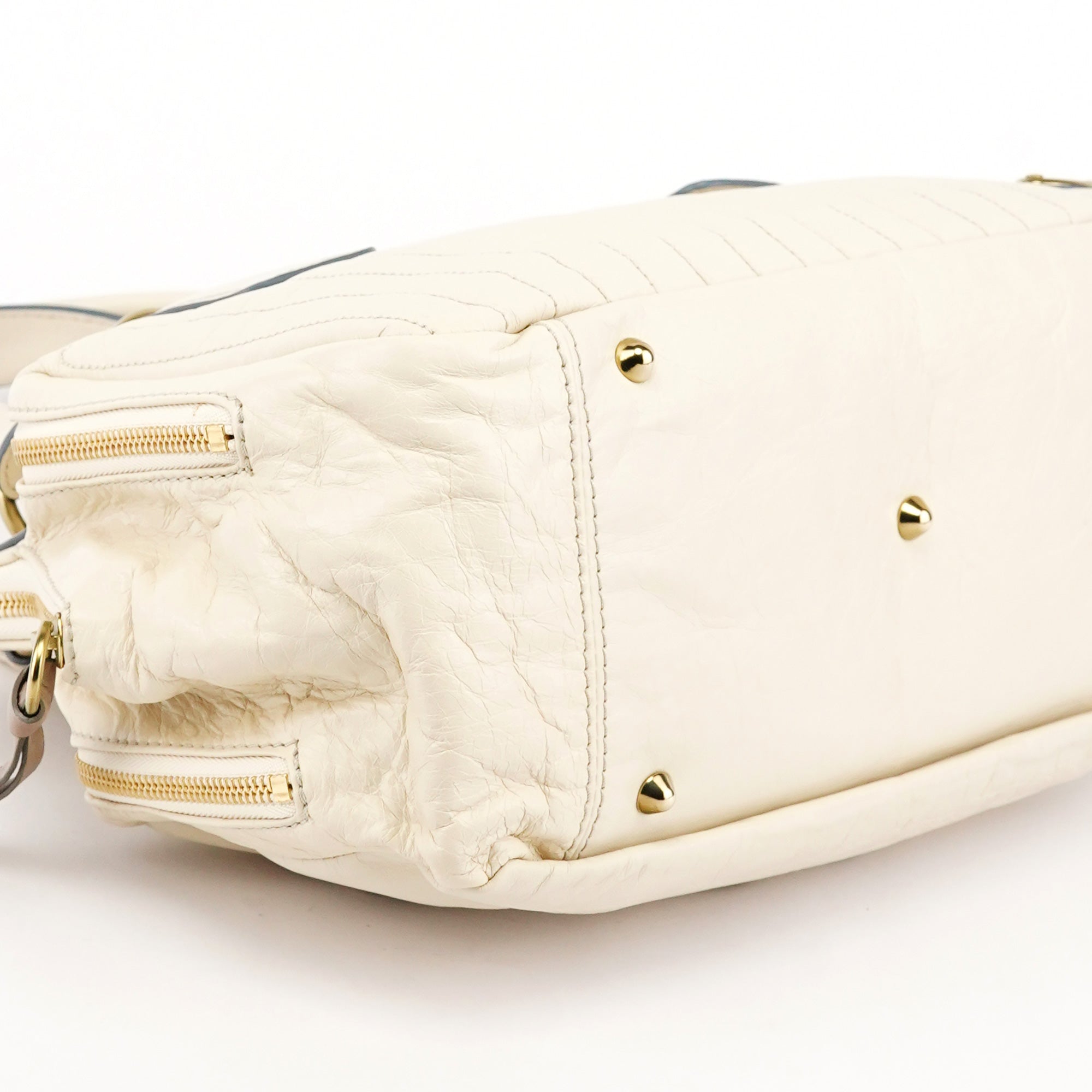 Ivory Leather Bay Tote Bag